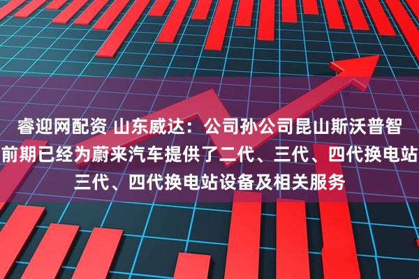 睿迎网配资 山东威达：公司孙公司昆山斯沃普智能装备有限公司前期已经为蔚来汽车提供了二代、三代、四代换电站设备及相关服务